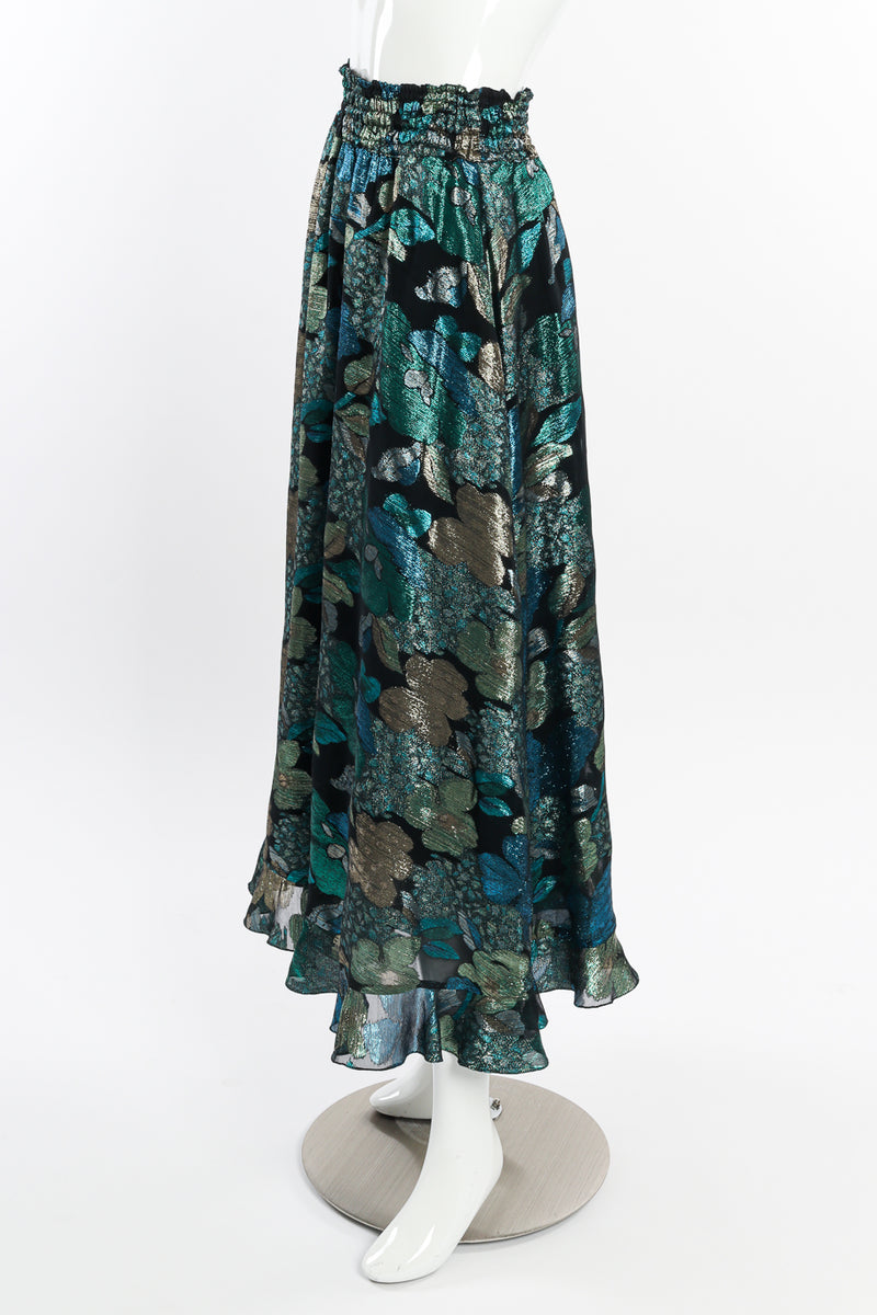 Lamé Ruffle Blouse & Skirt Set by Diane Freis on mannequin skirt only side @recessla