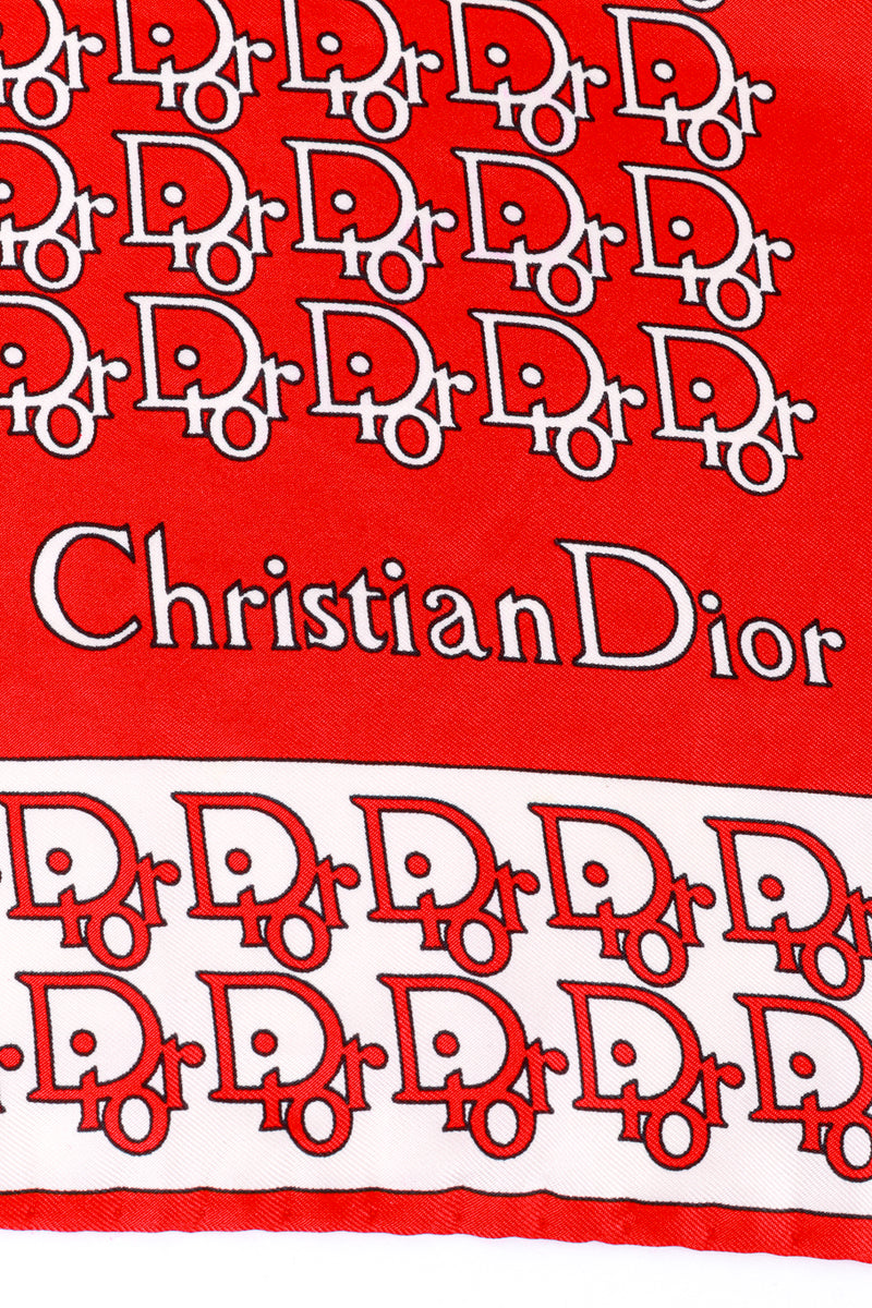 Vintage Christian Dior Logo Print Scarf printed signature closeup @recess la