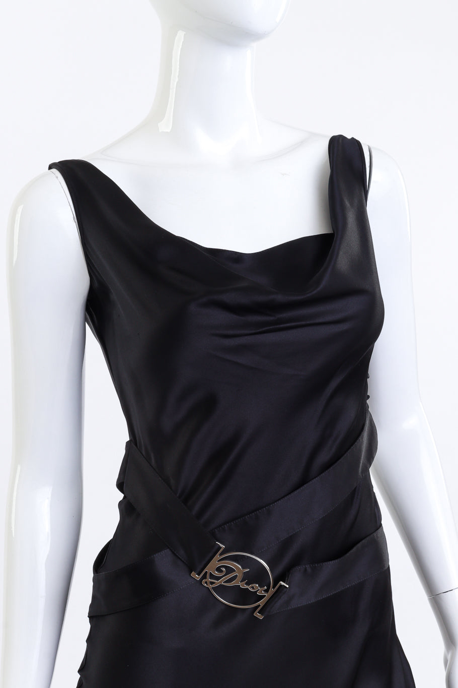 Logo Belt Silk Bias Dress by Christian Dior on mannequin close @recess LA