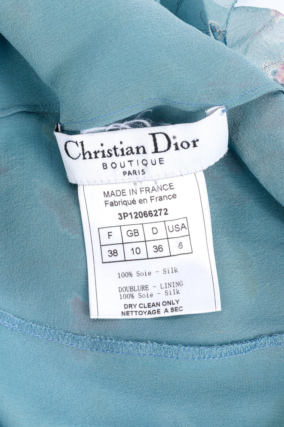 Christian Dior Floral Ruffle Lace-Up Dress label @recess la