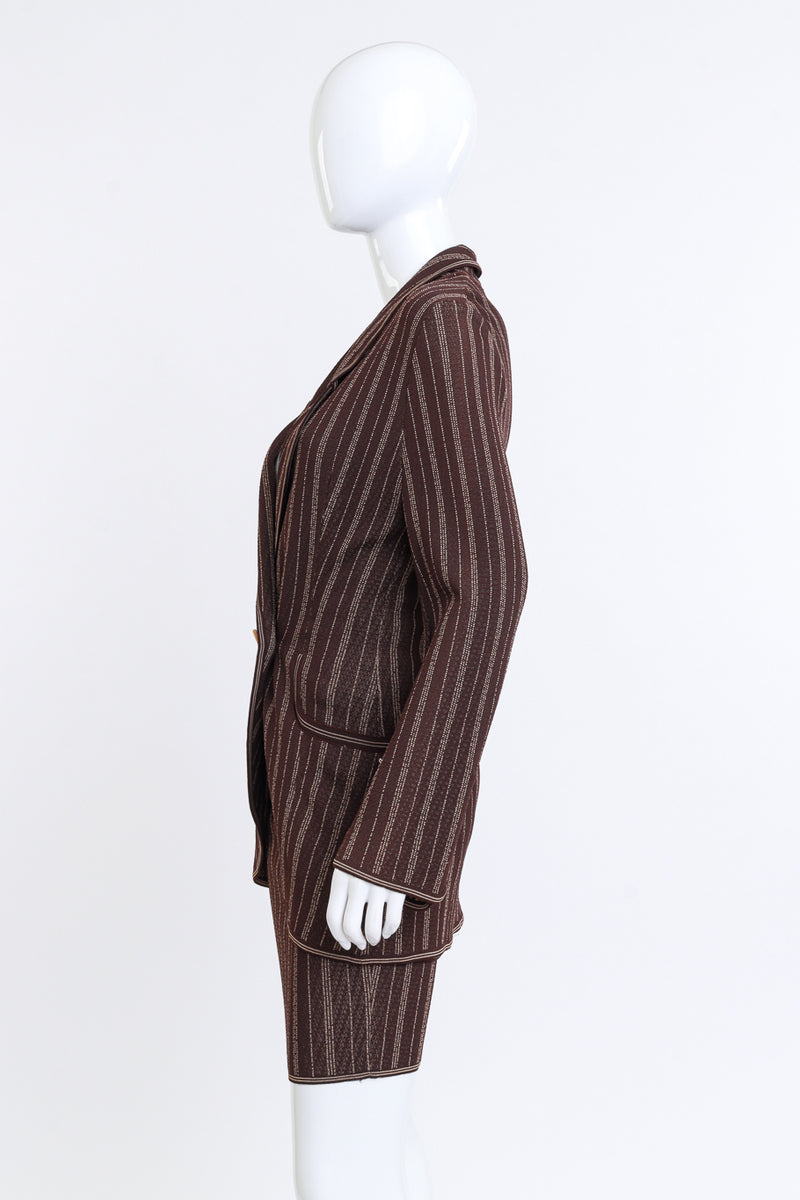 Vintage Christian Dior 3-Piece Pinstripe Skirt Suit side on mannequin @recess la