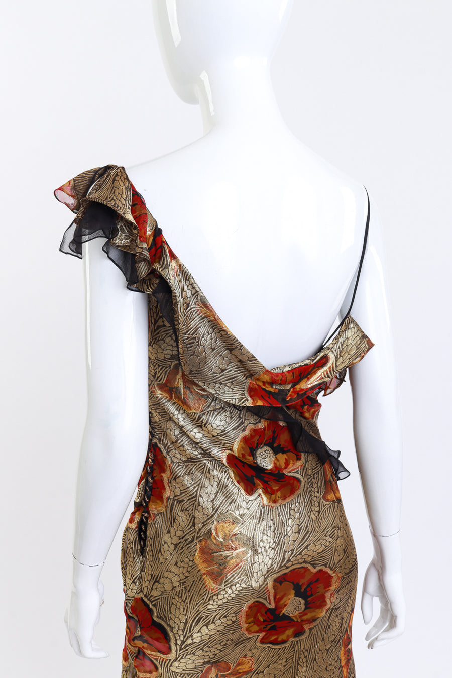 Vintage Christian Dior Metallic Silk Ruffle Bias Dress – Recess