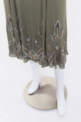 Art Deco Beaded Dropwaist Dress by Christian Dior on mannequin skirt close @recess LA