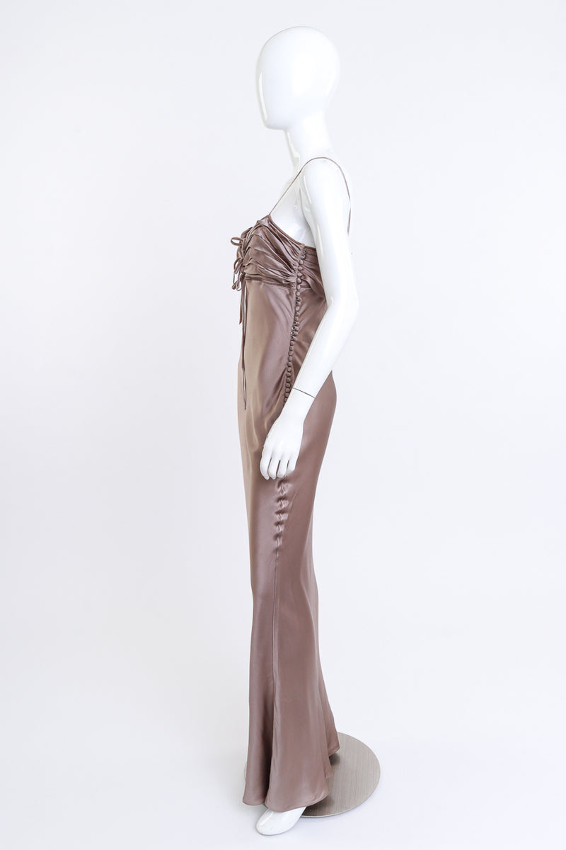 Vintage Christian Dior Ruched Strappy Bow Dress side on mannequin @recess la