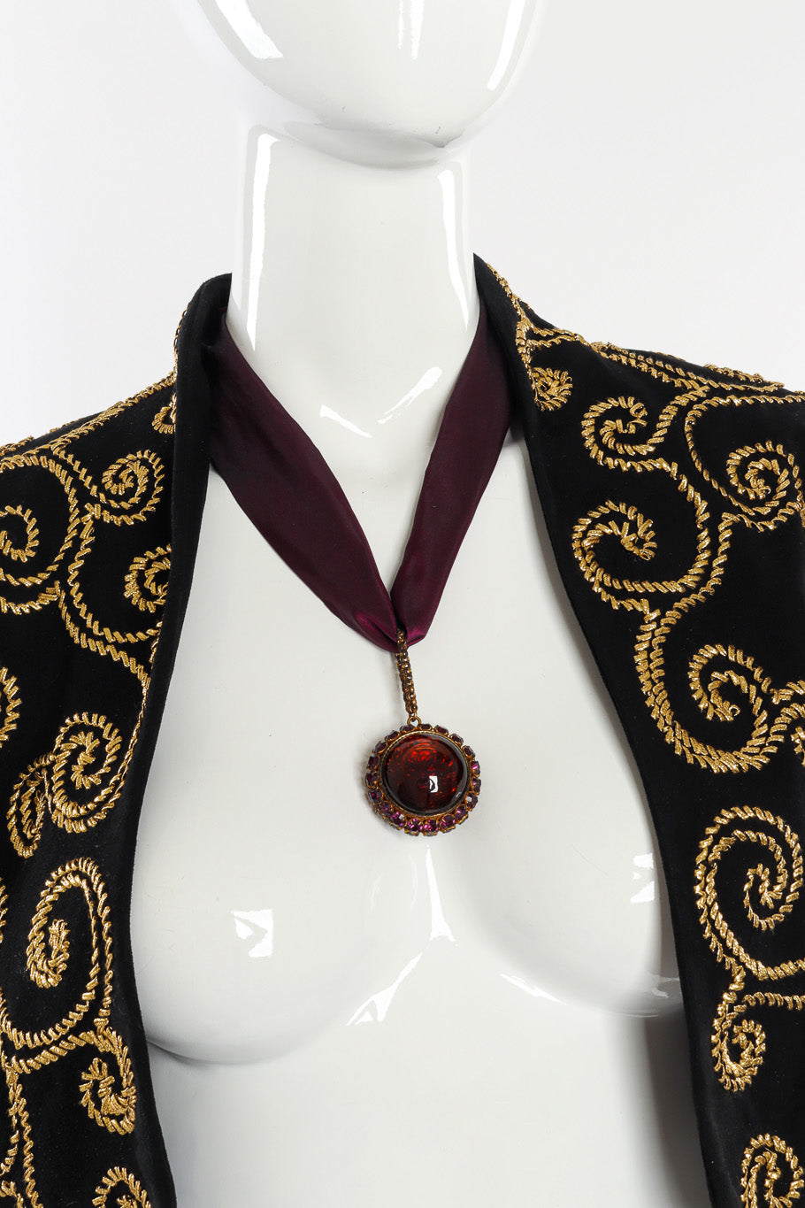 Vintage Dominique Aurientis Crystal Gripoix Necklace & Earrings Set necklace on mannequin @recessla