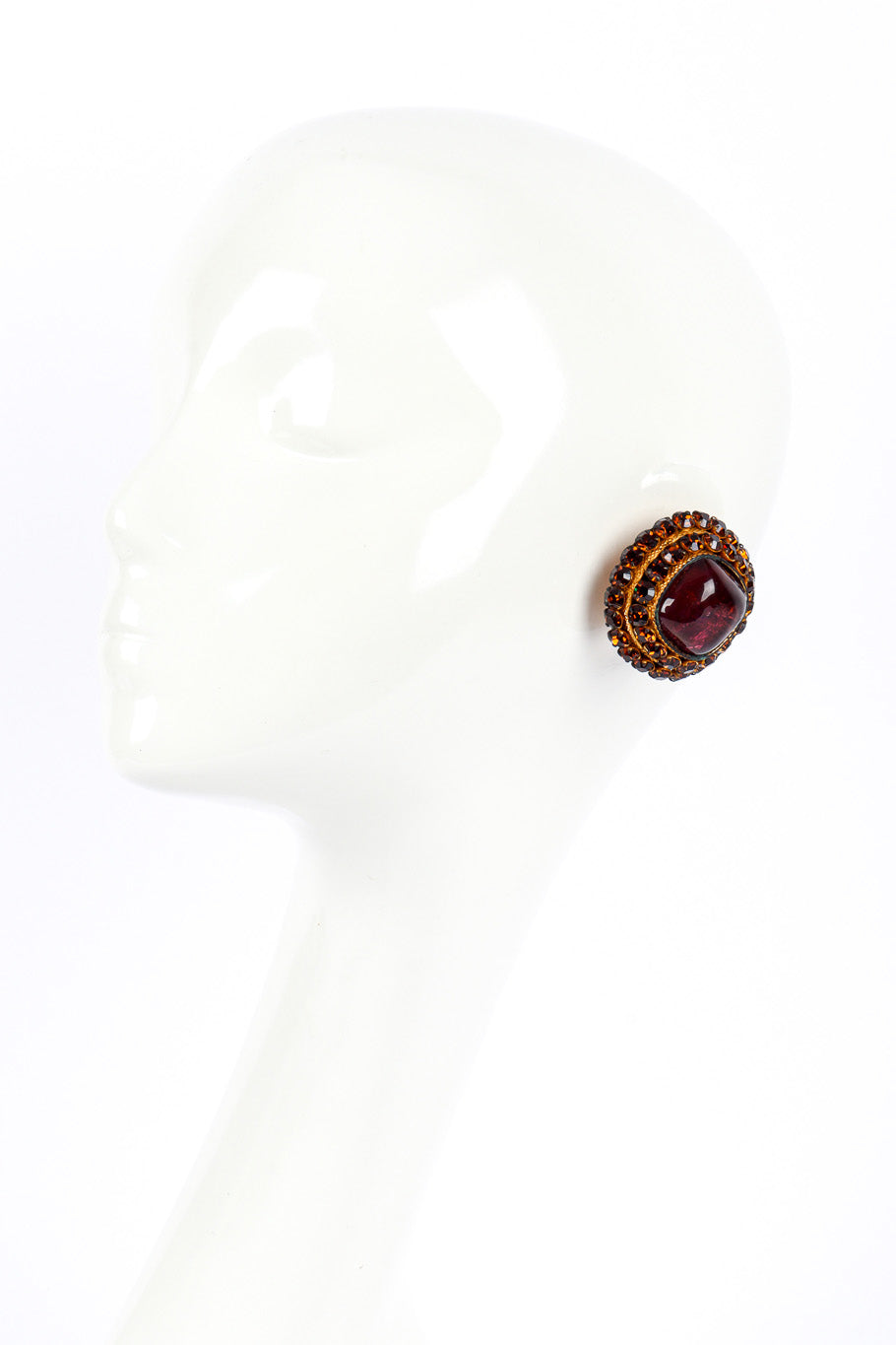 Vintage Dominique Aurientis Crystal Gripoix Necklace & Earrings Set earrings on mannequin @recessla