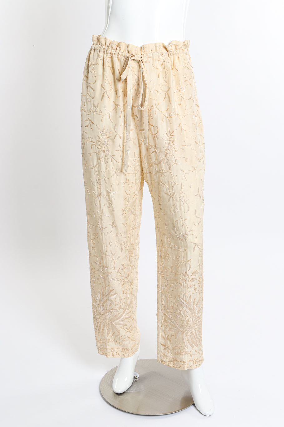 Vintage Donna Karan Embroidered Top & Pant Set pant front on mannequin @recess la