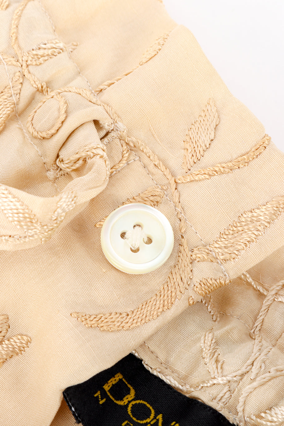 Vintage Donna Karan Embroidered Top & Pant Set pant button closeup @recess la