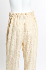 Vintage Donna Karan Embroidered Top & Pant Set pant back on mannequin closeup @recess la