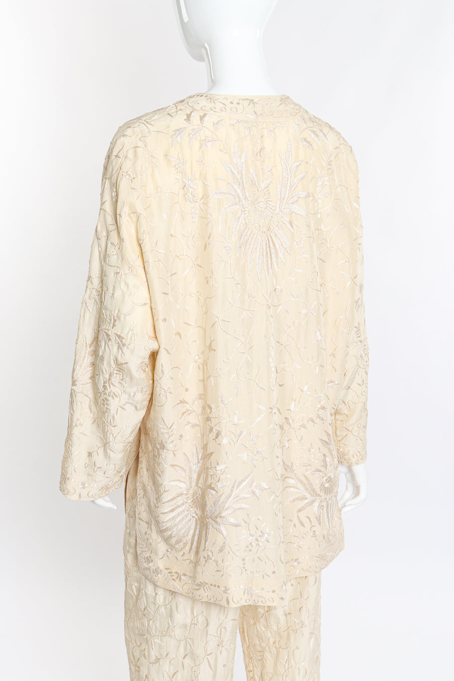 Vintage Donna Karan Embroidered Top & Pant Set back on mannequin closeup @recess la