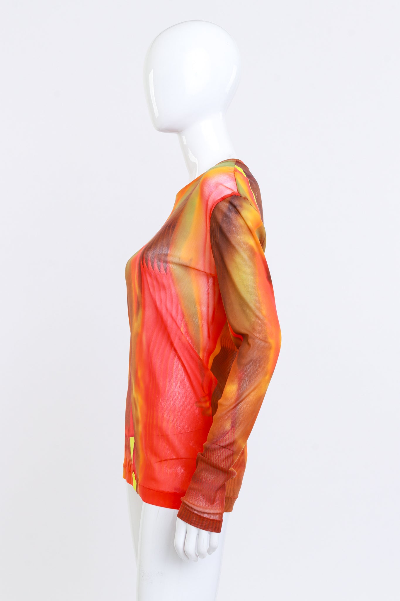 Dries Van Noten Abstract Print Mesh Top side on mannequin @recess la