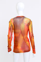 Dries Van Noten Abstract Print Mesh Top back on mannequin @recess la