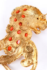 Kenneth Jay Lane Crystal & Coral Stone Lion Brooch mark @RECESS LA