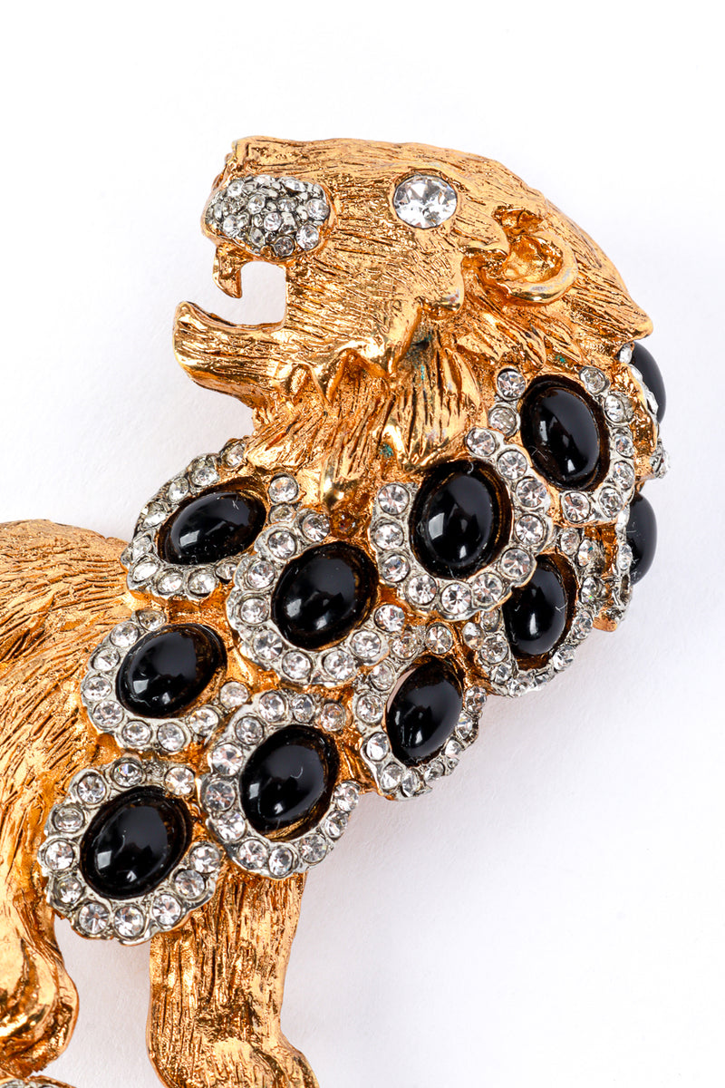 Kenneth Jay Lane Crystal & Black Stone Lion Brooch detail @RECESS LA