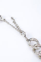 Vintage Kenneth Jay Lane Silver Rhinestone Curb Chain Necklace clasp @recess la