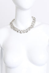 Vintage Kenneth Jay Lane Silver Rhinestone Curb Chain Necklace on mannequin @recess la