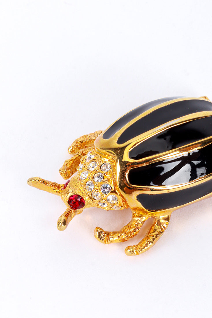 Kenneth Jay Lane Black Bejeweled Beetle Brooch detail @RECESS LA