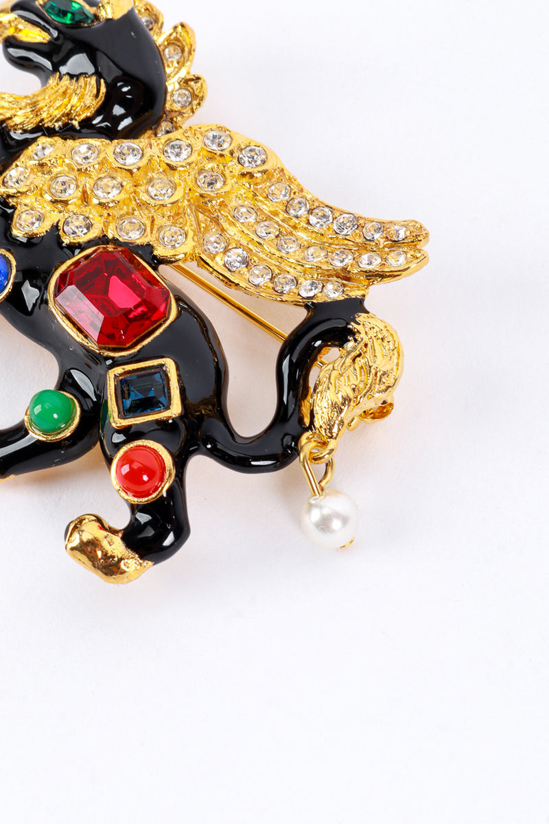 Kenneth Jay Lane Black Bejeweled Griffin Brooch detail @RECESS LA