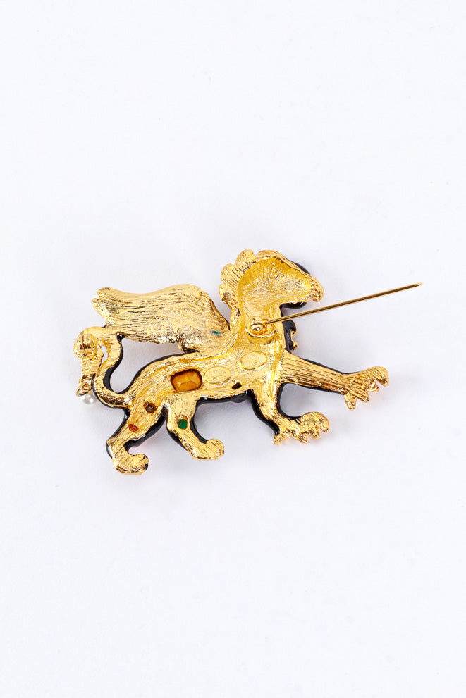 Kenneth Jay Lane Black Bejeweled Griffin Brooch clasp @RECESS LA