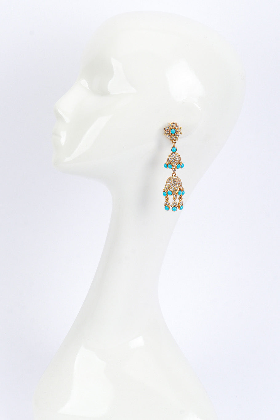 Kenneth Jay Lane Bejeweled Bellflower Drop Earrings worn @RECESS LA