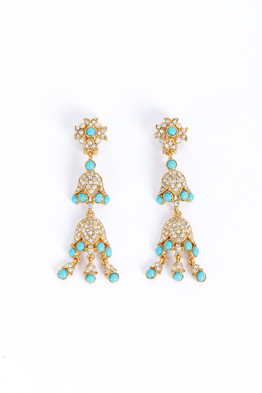 Kenneth Jay Lane Bejeweled Bellflower Drop Earrings @RECESS LA