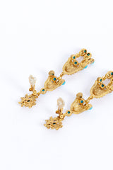 Kenneth Jay Lane Bejeweled Bellflower Drop Earrings clips @RECESS LA