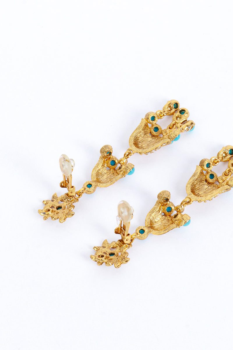 Kenneth Jay Lane Bejeweled Bellflower Drop Earrings clips @RECESS LA