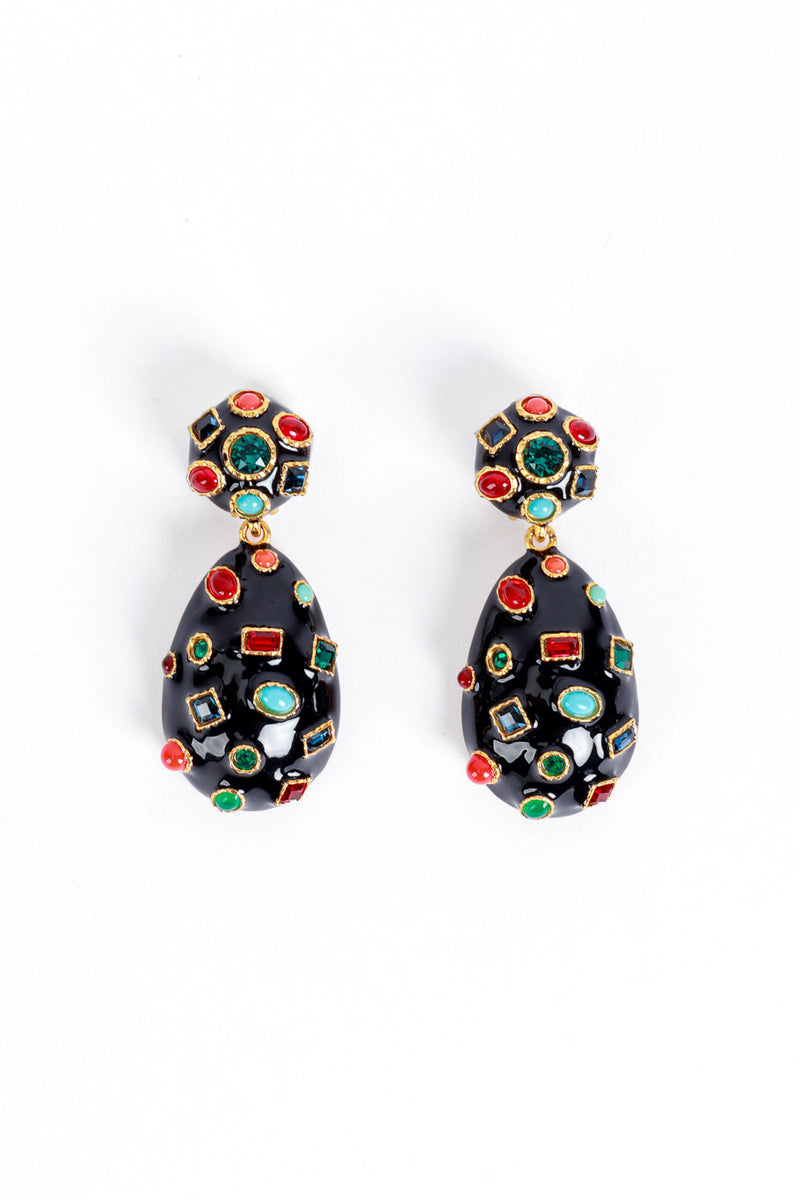 Kenneth Jay Lane Multi Cabochon Teardrop Earrings @RECESS LA