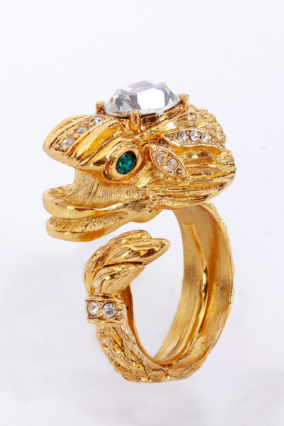 Kenneth Jay Lane Golden Frilled Dragon Ring detail @RECESS LA