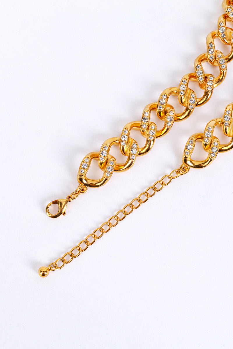 Kenneth Jay Lane Gold Rhinestone Curb Chain Necklace clasp @RECESS LA