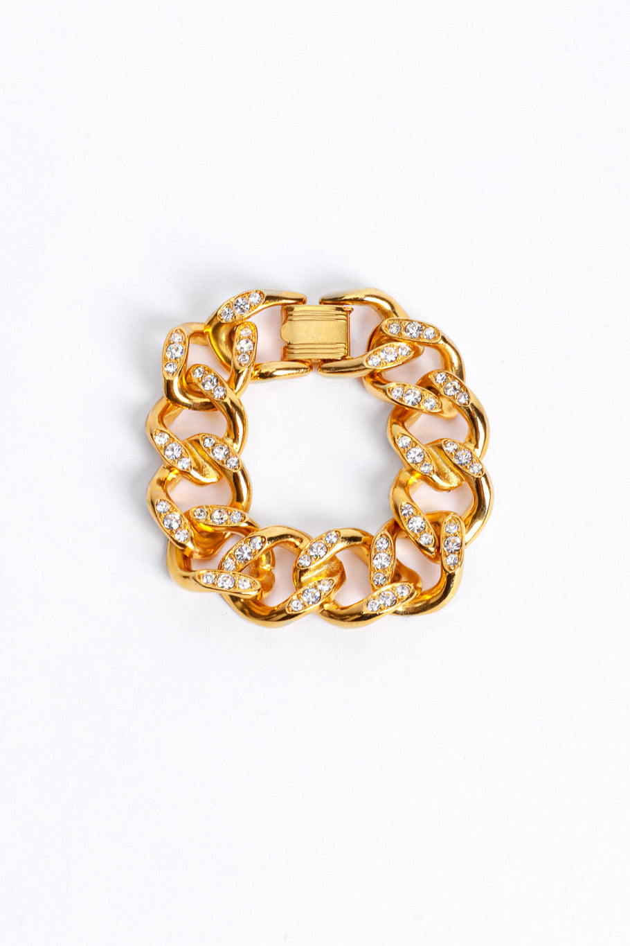 Kenneth Jay Lane Gold Rhinestone Curb Chain Bracelet @RECESS LA