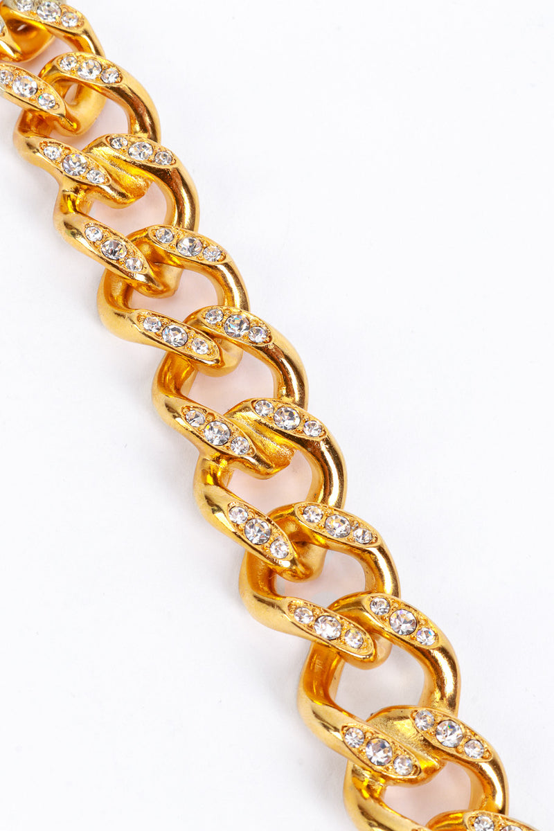 Kenneth Jay Lane Gold Rhinestone Curb Chain Bracelet detail @RECESS LA