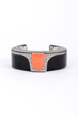 Vintage Kenneth Jay Lane Art Deco Enamel & Rhinestone Cuff Bracelet II front @recess la