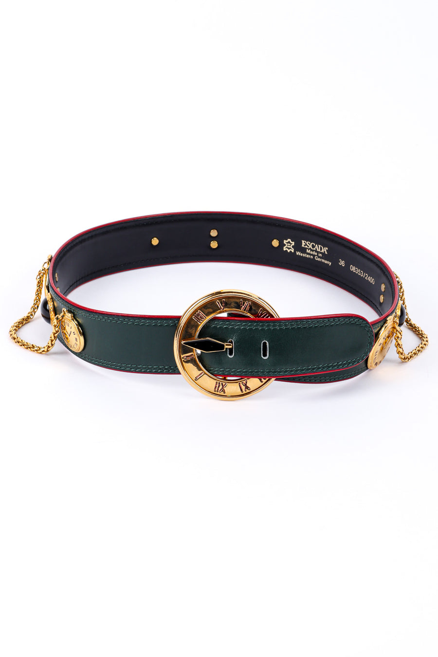 Vintage Escada Roman Clock Leather Belt – Recess display picture 1