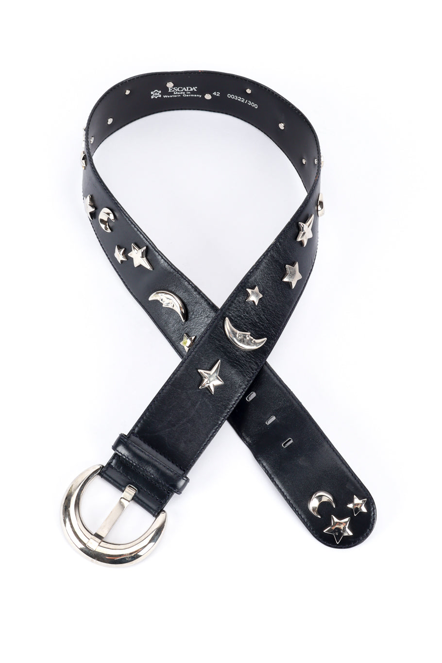 Vintage Escada Moon & Star Studded Belt front overlapped @recess la