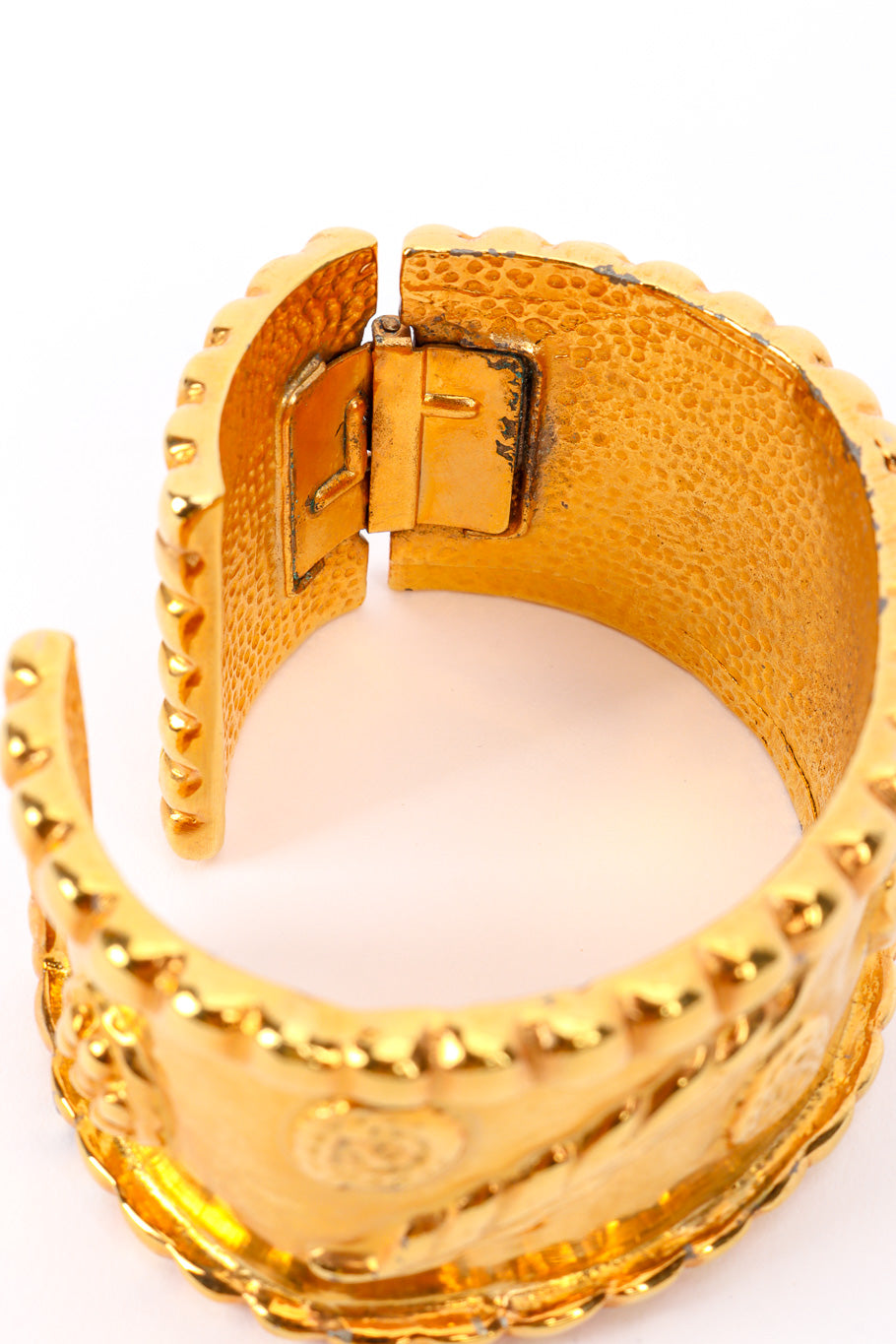 Shiny Sculpted Cuff Bracelet inside clasp @recessla