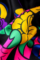 Vintage Escada Magical Vibrant Circus Horse Print close up of graphic print @Recess LA 