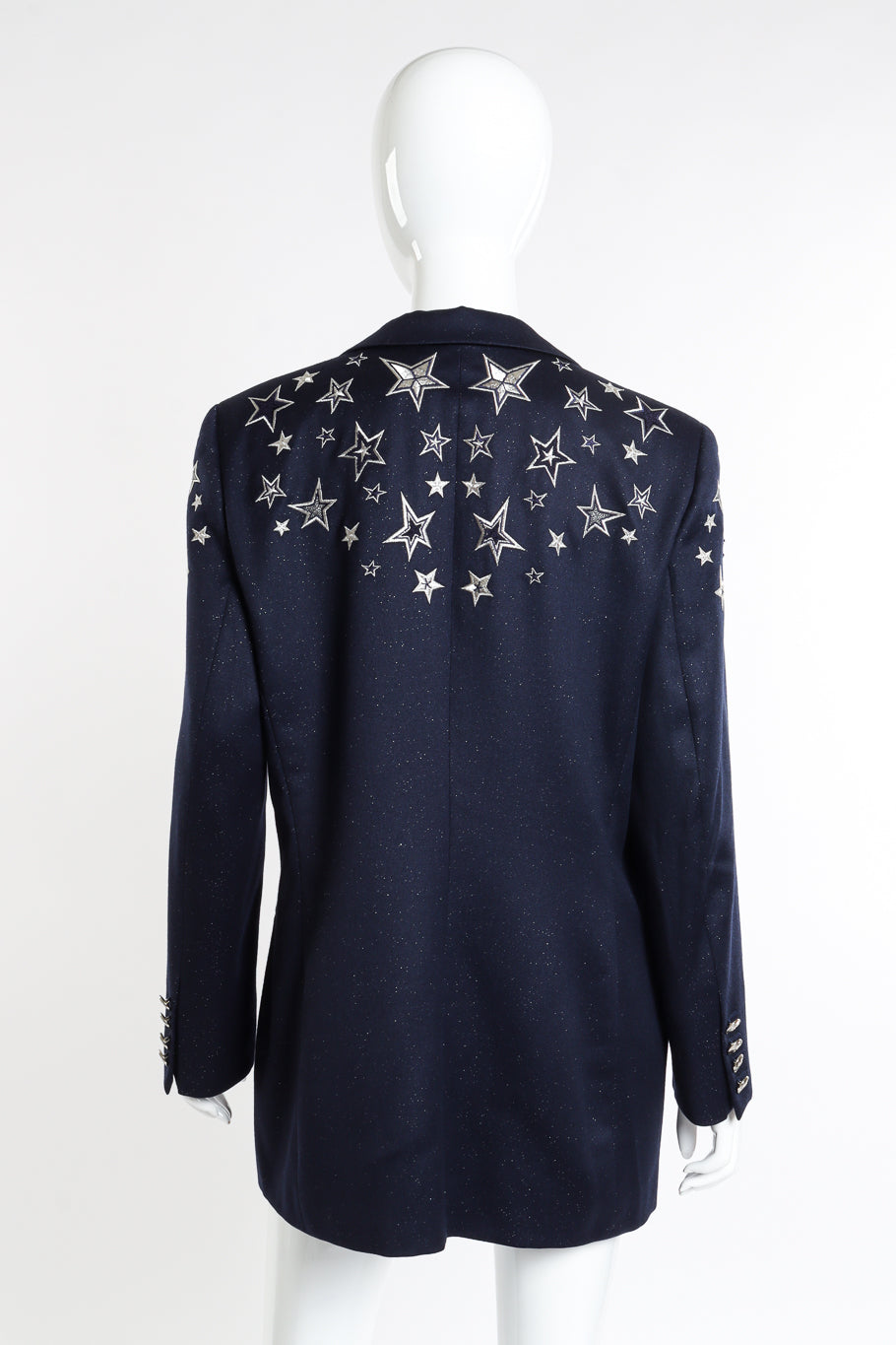 Vintage Escada Embroidered Star Glitter Wool Blazer back on mannequin @recessla