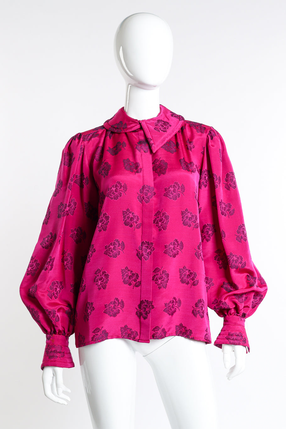Floral Quilted Dagger Collar Blouse by Escada front view on mannequin @Recess LA