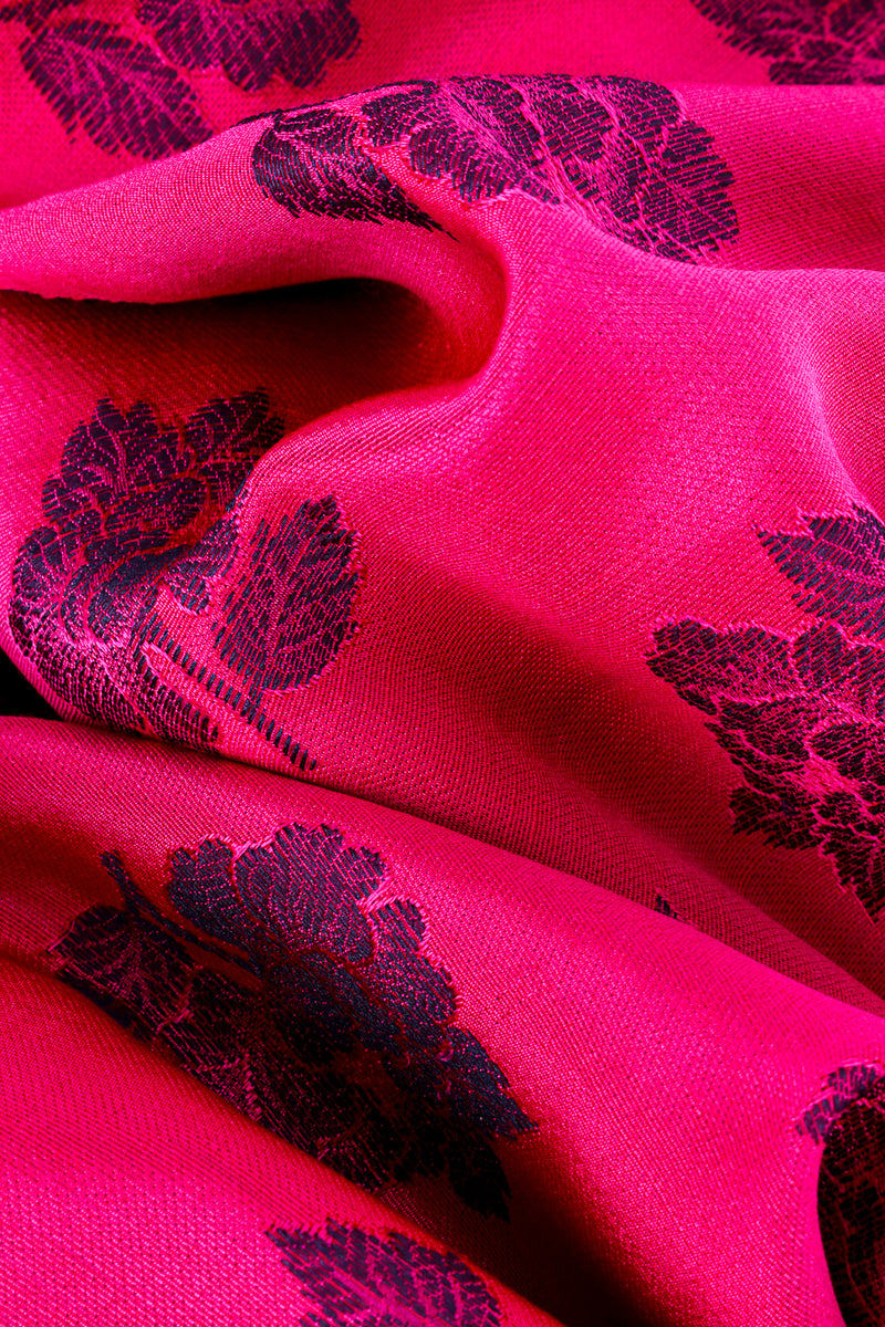 Floral Quilted Dagger Collar Blouse by Escada close up detail of fabric @Recess LA