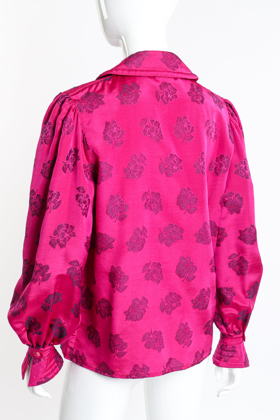 Floral Quilted Dagger Collar Blouse by Escada back view on mannequin @Recess LA