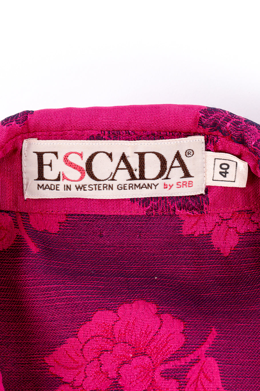Floral Quilted Dagger Collar Blouse by Escada label view inside shirt @Recess LA
