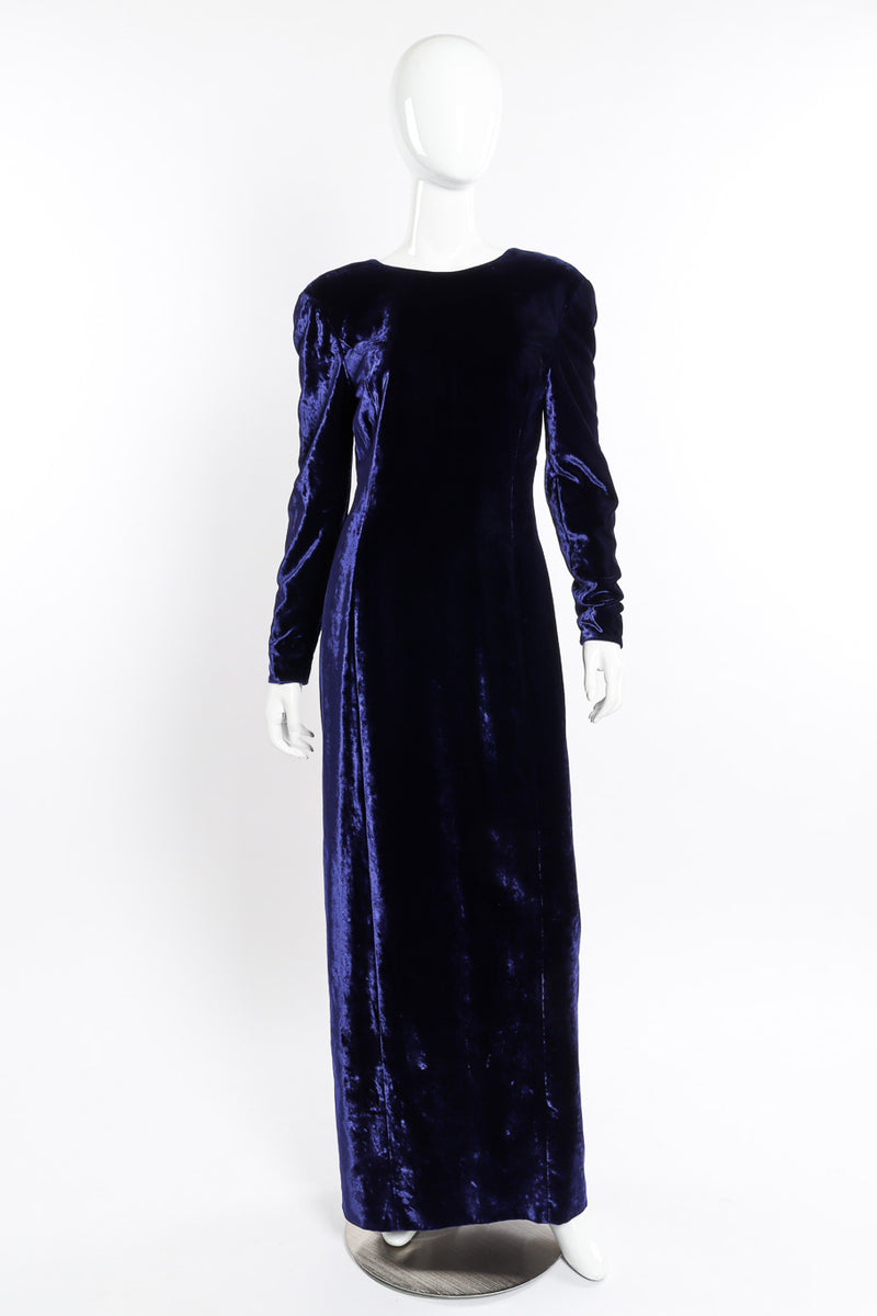Velvet V-Back Gown by Escada on mannequin @recessla