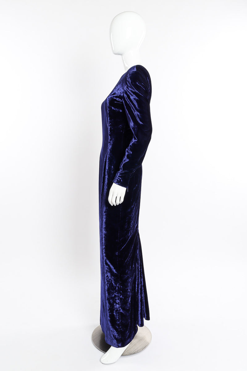 Velvet V-Back Gown by Escada on mannequin side @recessla