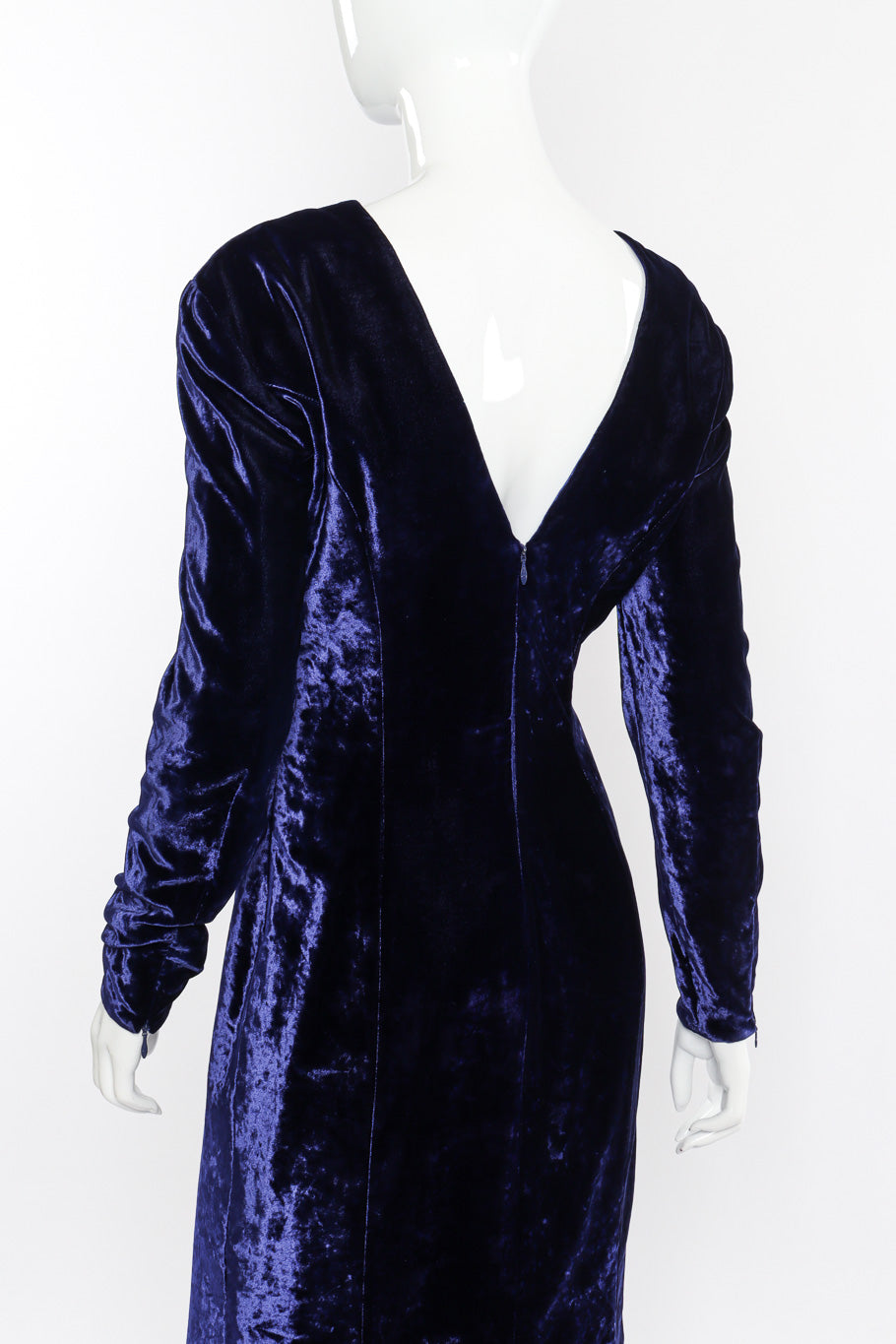 Velvet V-Back Gown by Escada on mannequin v-back close @recessla