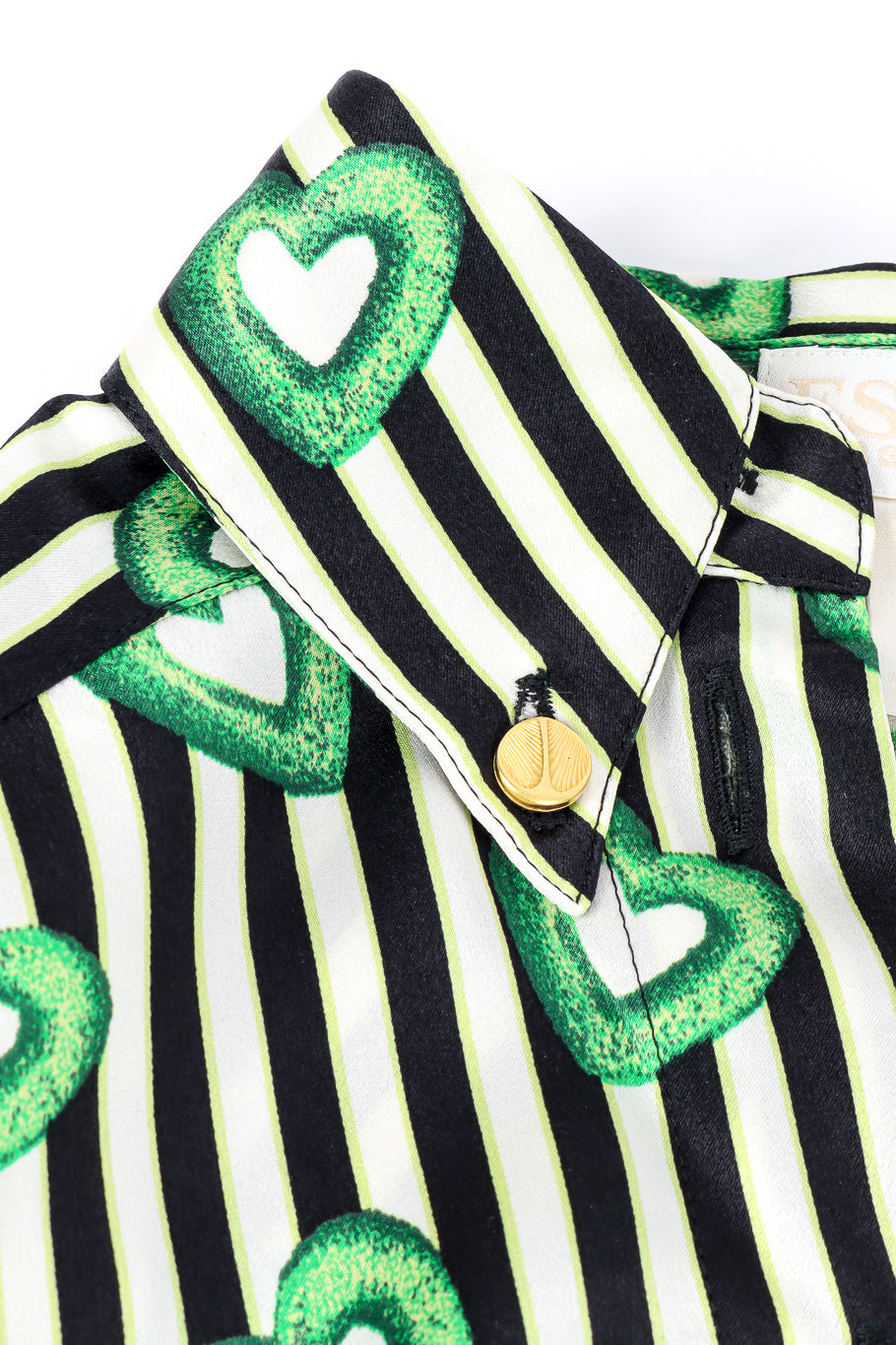 Heart wreath striped blouse by Escada flat lay collar @recessla