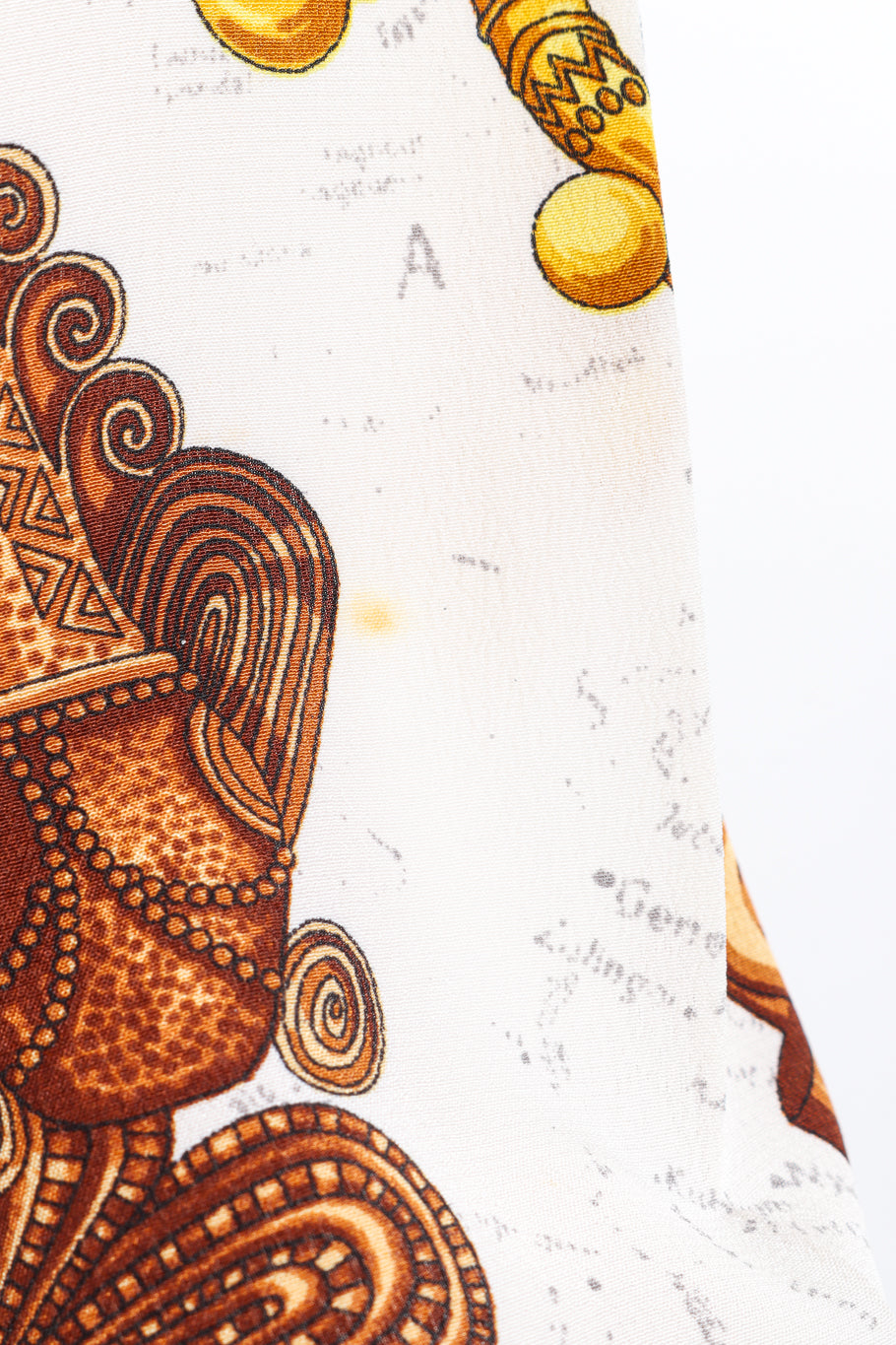 Vintage Escada African Motif Silk Blouse stain on left sleeve closeup @recess la