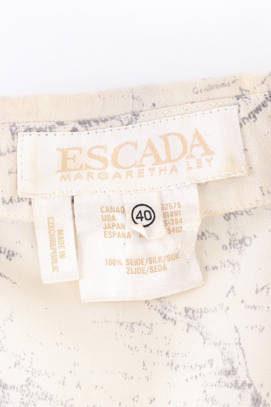 Vintage Escada African Motif Silk Blouse signature label @recess la