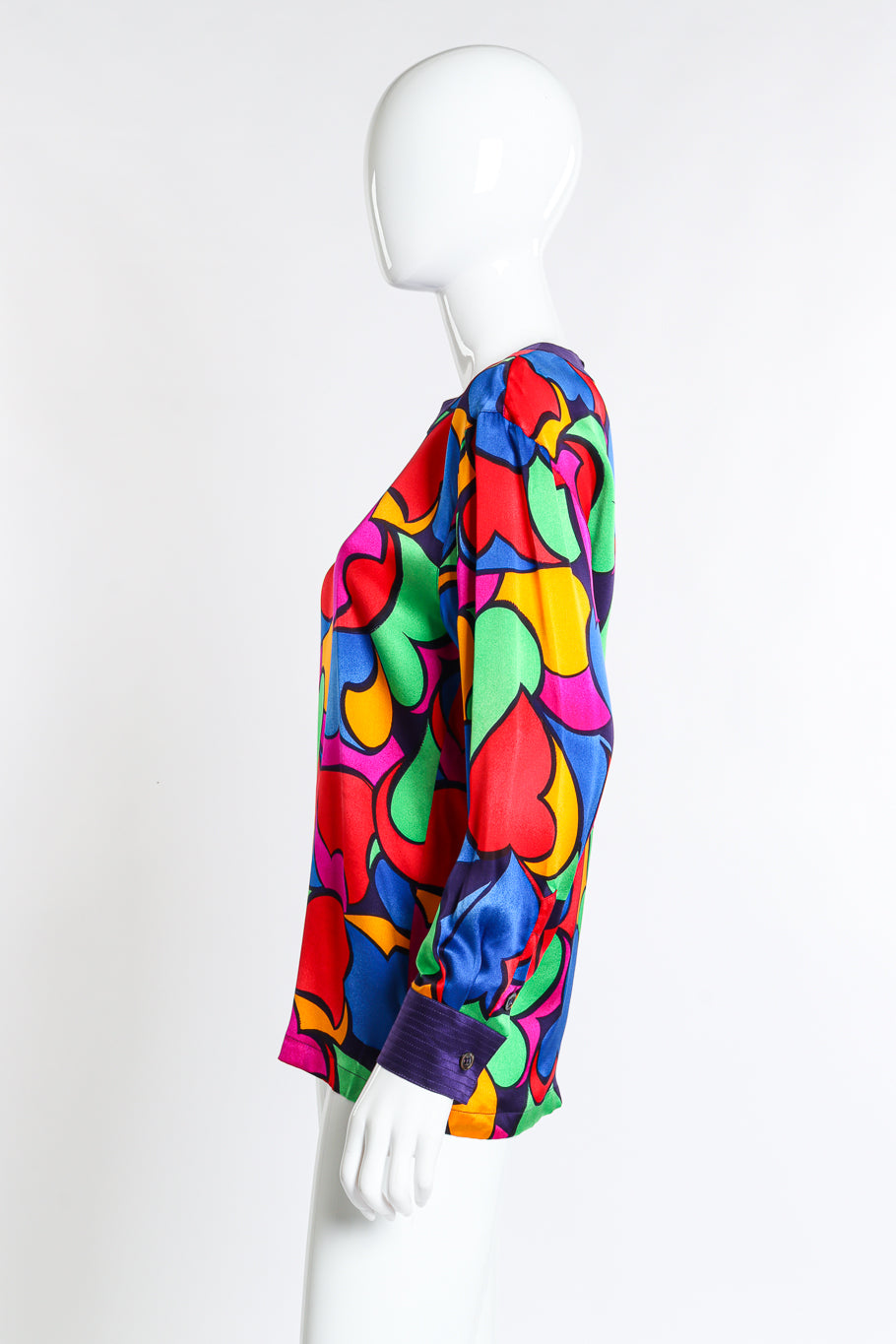 Vintage Escada Silk Heart Blouse side on mannequin @recess la