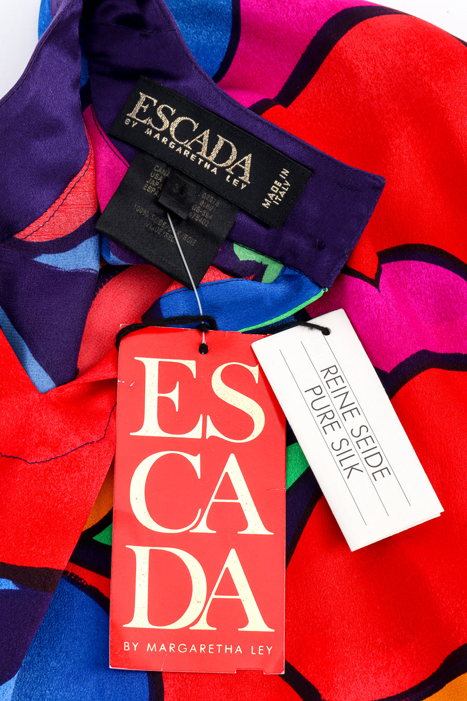 Vintage Escada Silk Heart Blouse signature label and tags @recess la
